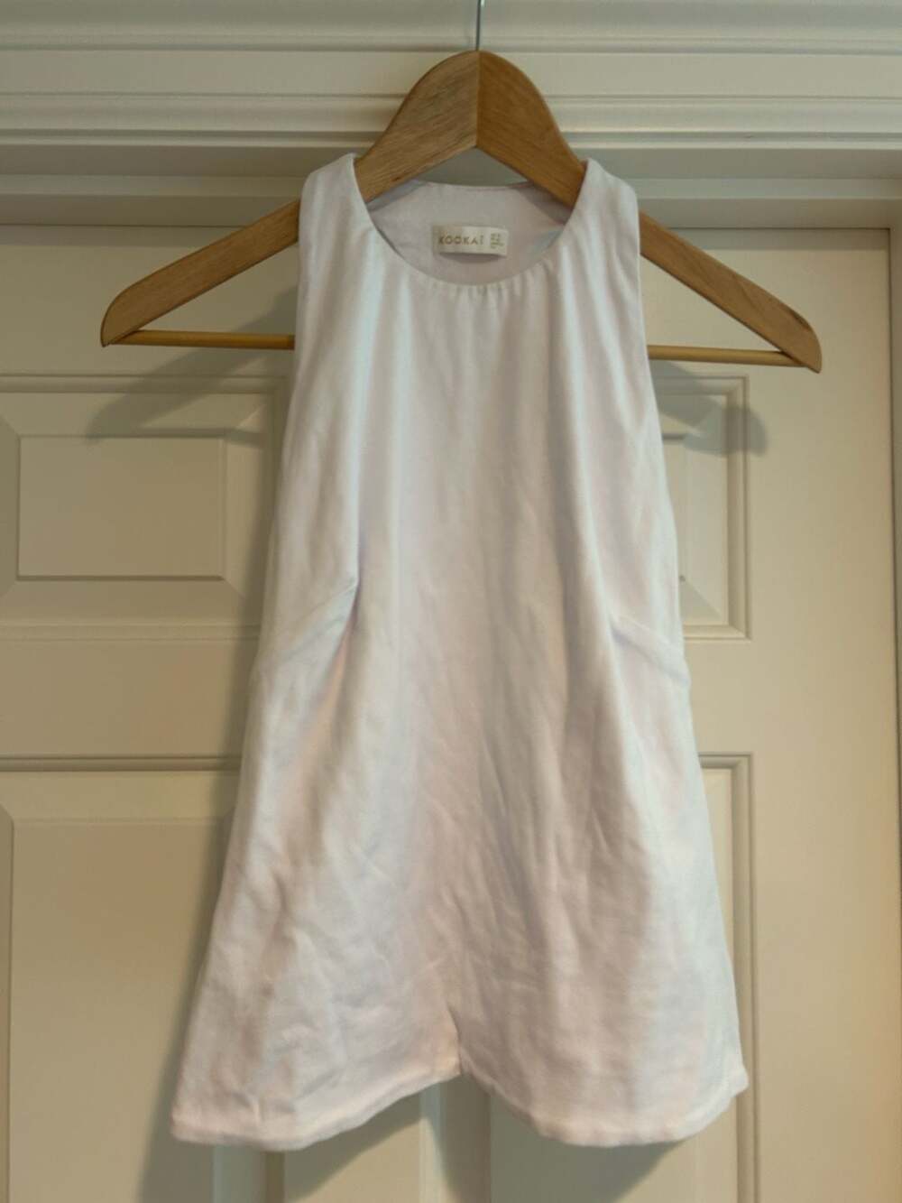 Kookai White High Neck Racerback Tank Top AU 12